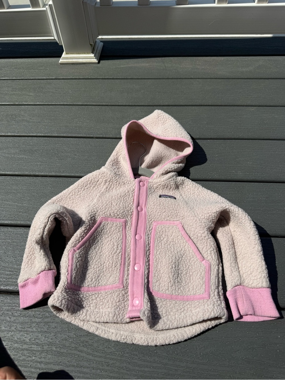 Patagonia Pink and Light Blush Sherpa Jacket with Snap Trim